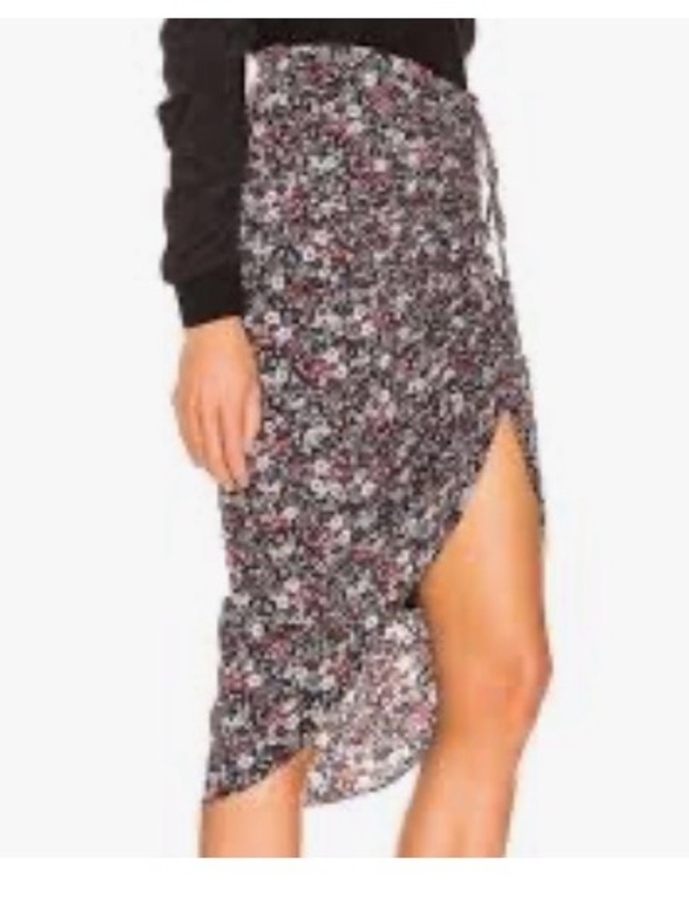 Veronica Beard Ari Silk Blend Ruched Floral Midi Skirt Asymmetric size 4